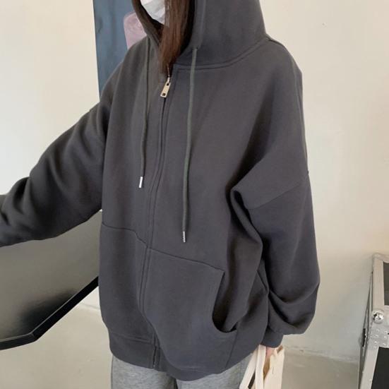 Women's Oversized Hoodies Full Zip Up Long Sleeve Sweatshirt with Pockets Casual Drawstring Jackets Fall Outwear