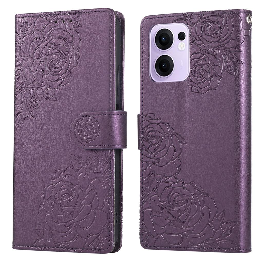 Чехол для Oppo Reno13 F 5G/4G Роза Цветок PU Кожаный Кошелек Чехол для Телефона с 3 Отделениями для Карт