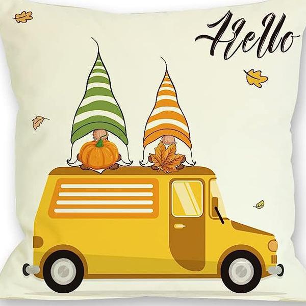 European and American Thanksgiving Decorative Pillow Cover Fashion Cartoon Autumn Harvest Pumpkin Letter Sunflower Print Pillow Pillow Cover