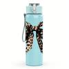 1PC Leopard Print Large Bow Graphic,750ml Color Plastic Sports Water Bottle,Leakproof Flip Straw Lid,Suitable for Sports Office Home Use