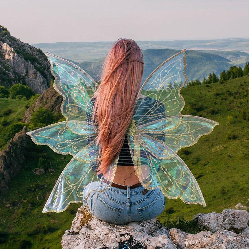 Sparkling Organza Butterfly Wings Girls Angel Wings  for Halloween Dress Up Party Favor Gift