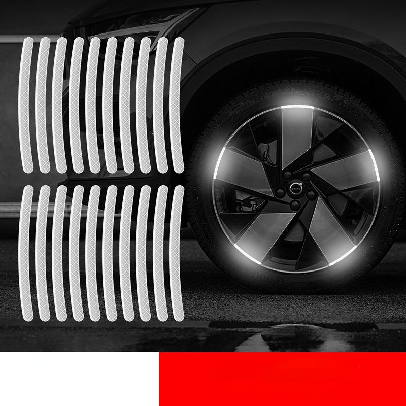 НОВЫЕ 20 шт. светоотражающие наклейки на ступицу автомобиля, автомобильные аксессуары, декоративные полоски, общие для использования на шинах велосипедов, автомобилей и мотоциклов