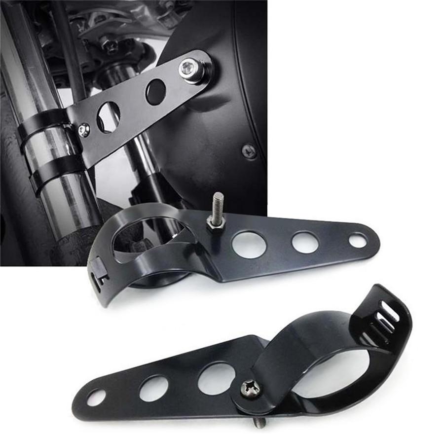 Headlight Housing 7" Black Aluminum Motorcycle Headlight Cover Housing Mount Brackets Fork Ear Headlamp Holder Kit Universal