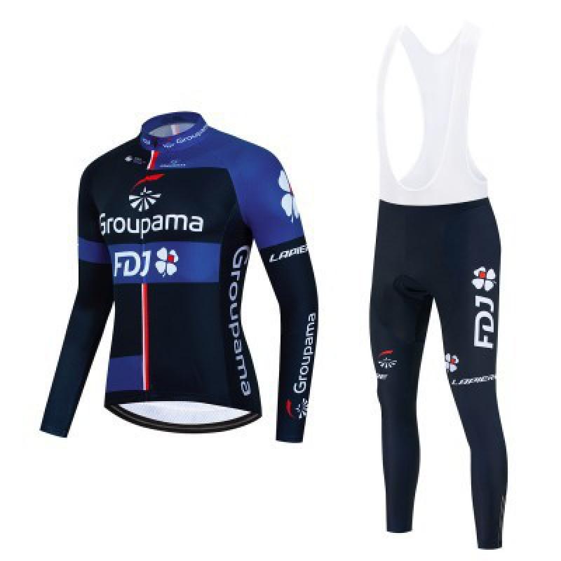 Mens Long Sleeve Cycling Jersey Set Breathable Quick-Dry Road Bike Outfit With Team Designs