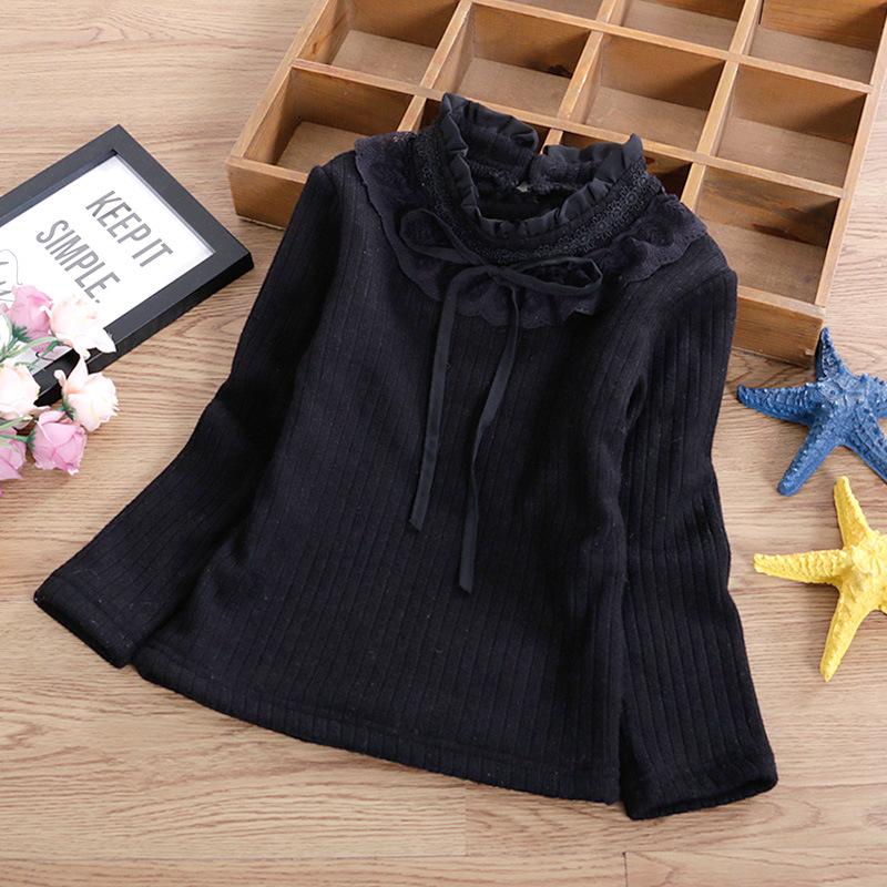 YUBAOBEI Блузки для девочек, белая одежда для маленьких девочек, детская одежда, школьная форма, блузка для девочек, хлопковая детская кружевная рубашка, плюшевый толстый теплый топ, блузки