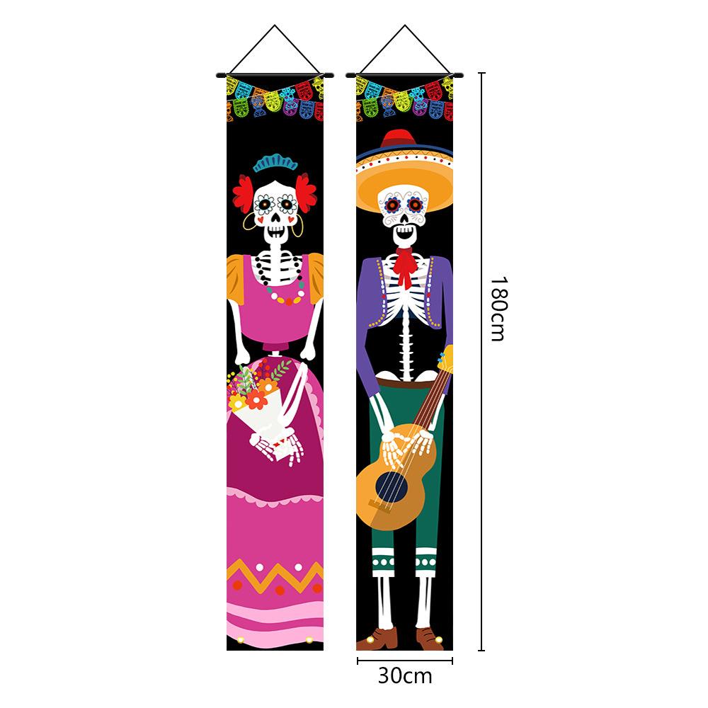 Хэллоуин Мексиканский День Мертвых Вечеринка Крыльцо Подвесной Дверной Занавес Баннер Подвесной Знак Крыльцо Домашний Хэллоуин Украшения Инструменты