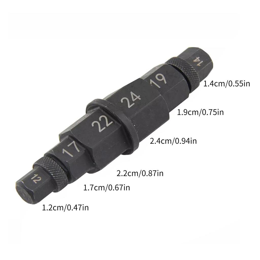 6 In 1 Motorcycle Hex Allen Axle Spindle Socket Adapter Tool Tire Removal Tool Carbon Steel Construction Simple Operate