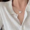 Трехмерное Глянцевое Ожерелье с Сердечками Женское Нишевое Простое В Форме Сердца Персиковое Сердце Цепочка на Шею Цепочка на Ключицы