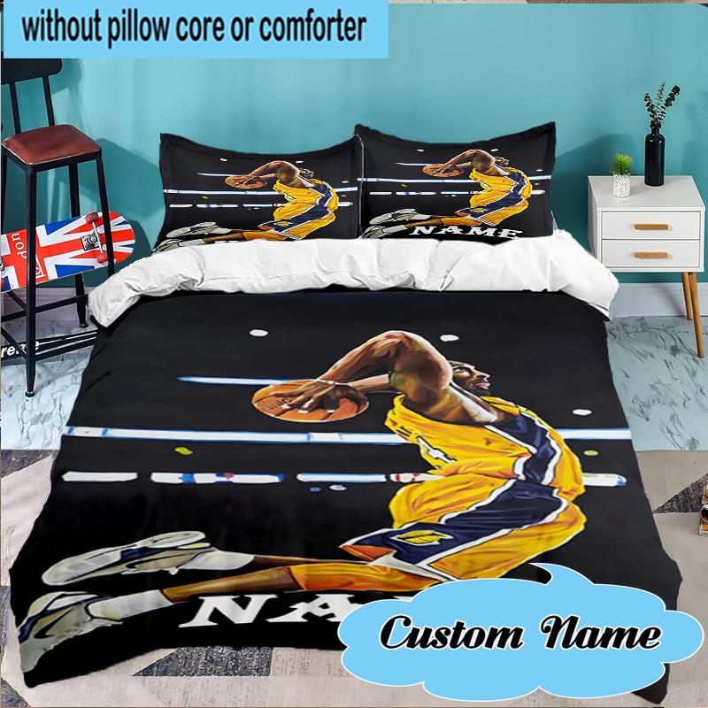 Custom Name 3PCS Basketball Player Action Bedding Set Including 1pc Duvet Cover And 2pcs Pillowcases for Bedroom, Dormitory Gift Home Decor