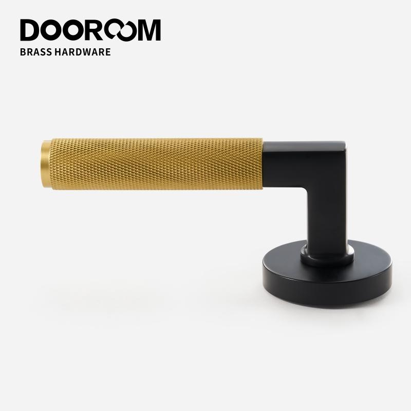DOOROOM латунная накатанная поворотная защелка с ключом-барашком, рычажная ручка, цилиндровый ключ, эскуссон, замок для проходной комнаты