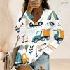 Plus Size Women V Neck Long Sleeve Button Accent Loose Casual Stylish Comfortable Daily Ladies Blouse
