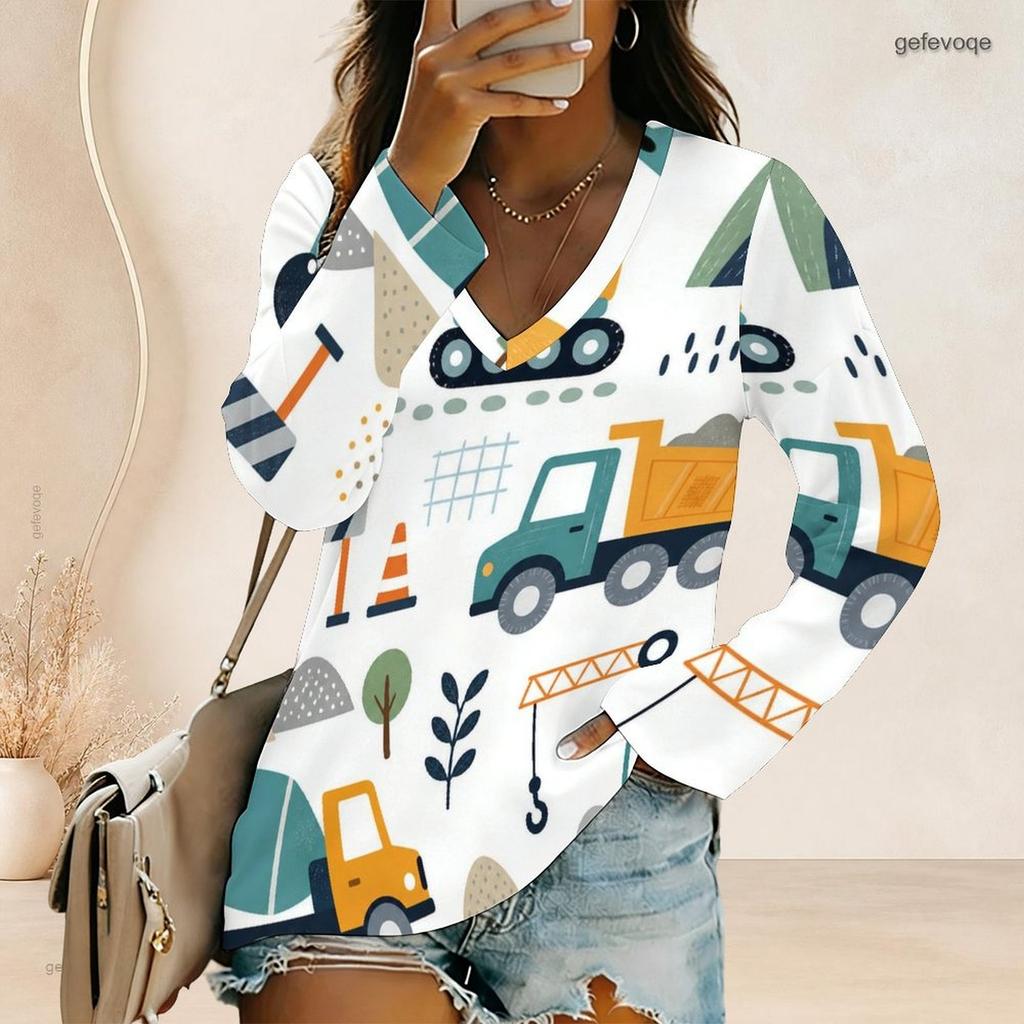 Plus Size Women V Neck Long Sleeve Button Accent Loose Casual Stylish Comfortable Daily Ladies Blouse