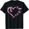 Breast Cancer Heart Dragonflies Awareness Women Kids Men T-Shirt