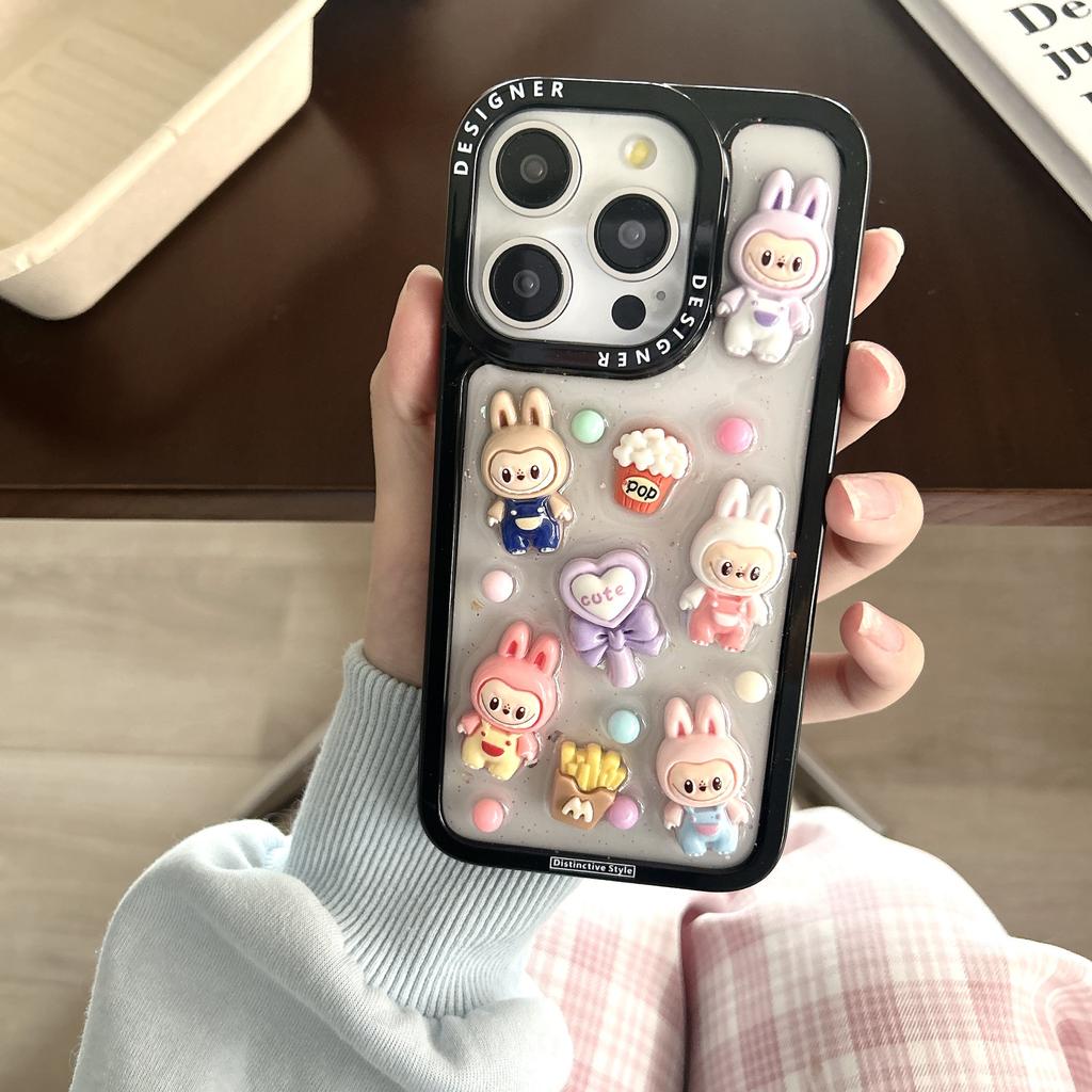 New Trendy Resin Drip glueCartoon Phone Case For iPhone 15 14 13 12 11 Pro Max Plus 15plus 14plus Fashion Cartoon Cover