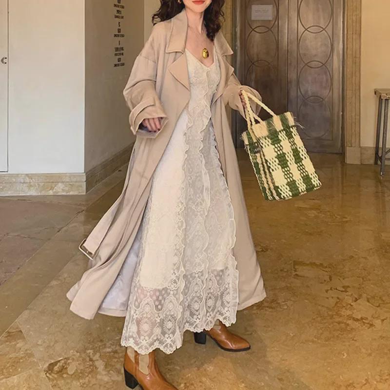 Платье MEIS French Retro Sexy Lace с глубоким V-образным вырезом и глубоким декольте - узкая юбка средней длины с высокой талией для женщин