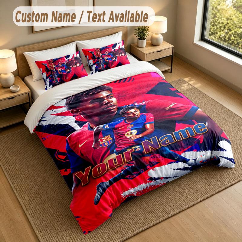 Bedding Set 1 Duvet Cover 2 Pillowcases Lamine Yamal Print Soft Bed Linen Bedroom Decor