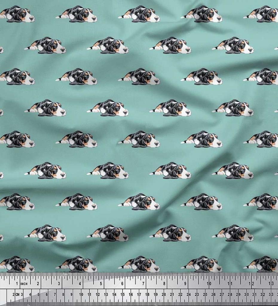 Soimoi Японский креп-сатин ткань с принтом собаки бассет-хаунд на метр 42 дюйма