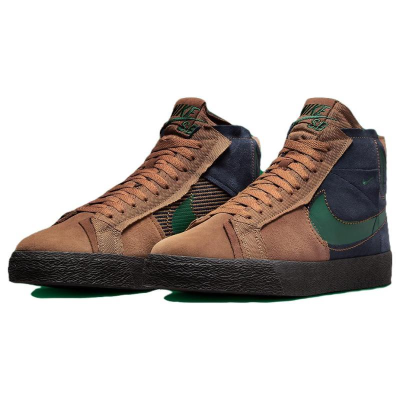 Nike Sb Zoom Blazer Mid Premium Legend Dark Brown Obsidian Patchwork Skateboard Shoes FZ3306-200