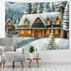 Christmas Snow Scene Home Decor Tapestry Forest Cottage Boho Decoration Hippie Christmas Tree Wall Decor Backdrop Fabric
