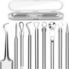 Acne Needle Tool Sets 5 Pcs Stainless Steel Blackhead Remover Pimple Tweezers Extractor Comedone Extractor Tool Blemish Remover Kit with Case