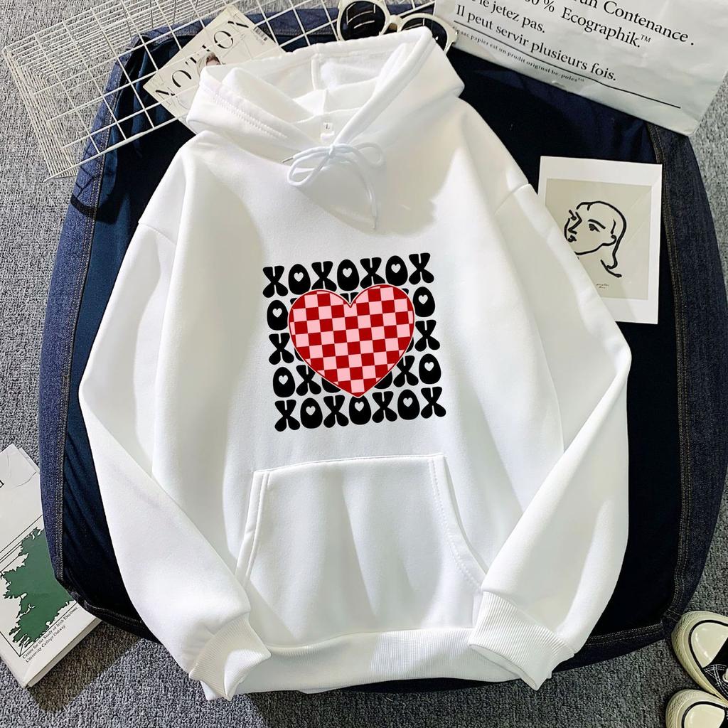 Худи с капюшоном с принтом в виде шахматной доски и сердечек для мужчин и женщин, модный и универсальный топ, Amazon