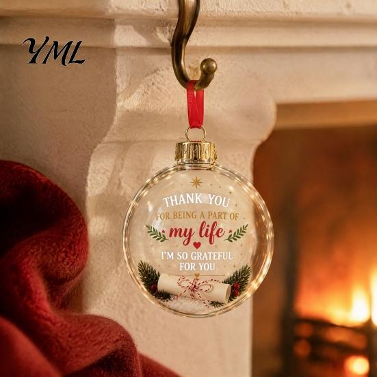 Christmas Decorations for Bedroom Windows 3D Clear Ball Ornament, Holiday Message Keepsake, Acrylic Decorative Hanging Ornaments Festivals Tree
