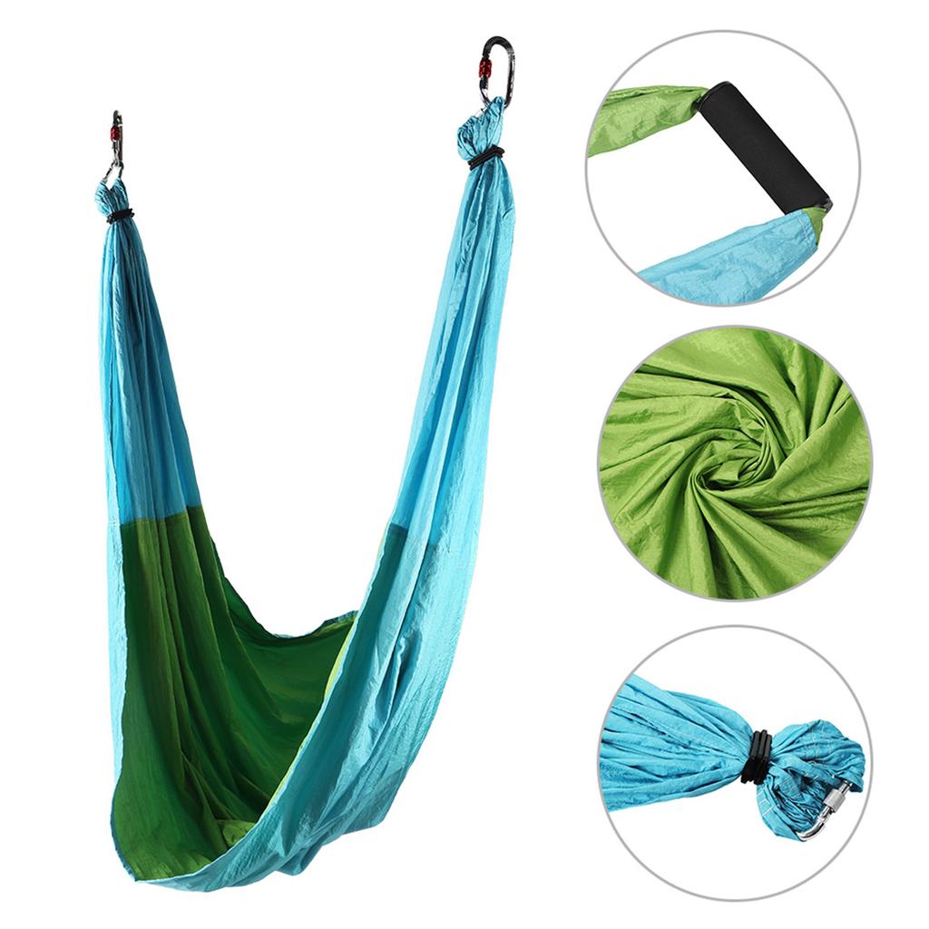 Aerial Fitness Hanging Grip Inversion Trapeze Swing Sling Hammock(Blue Green)