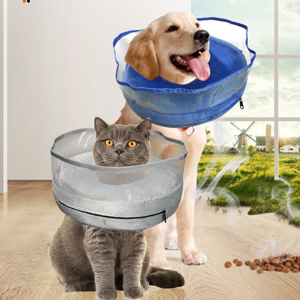 Adjustable Inflatable Dog Cone Collar Waterproof Fabric Comfortable To Wear Soft Dog Neck Donut Removal