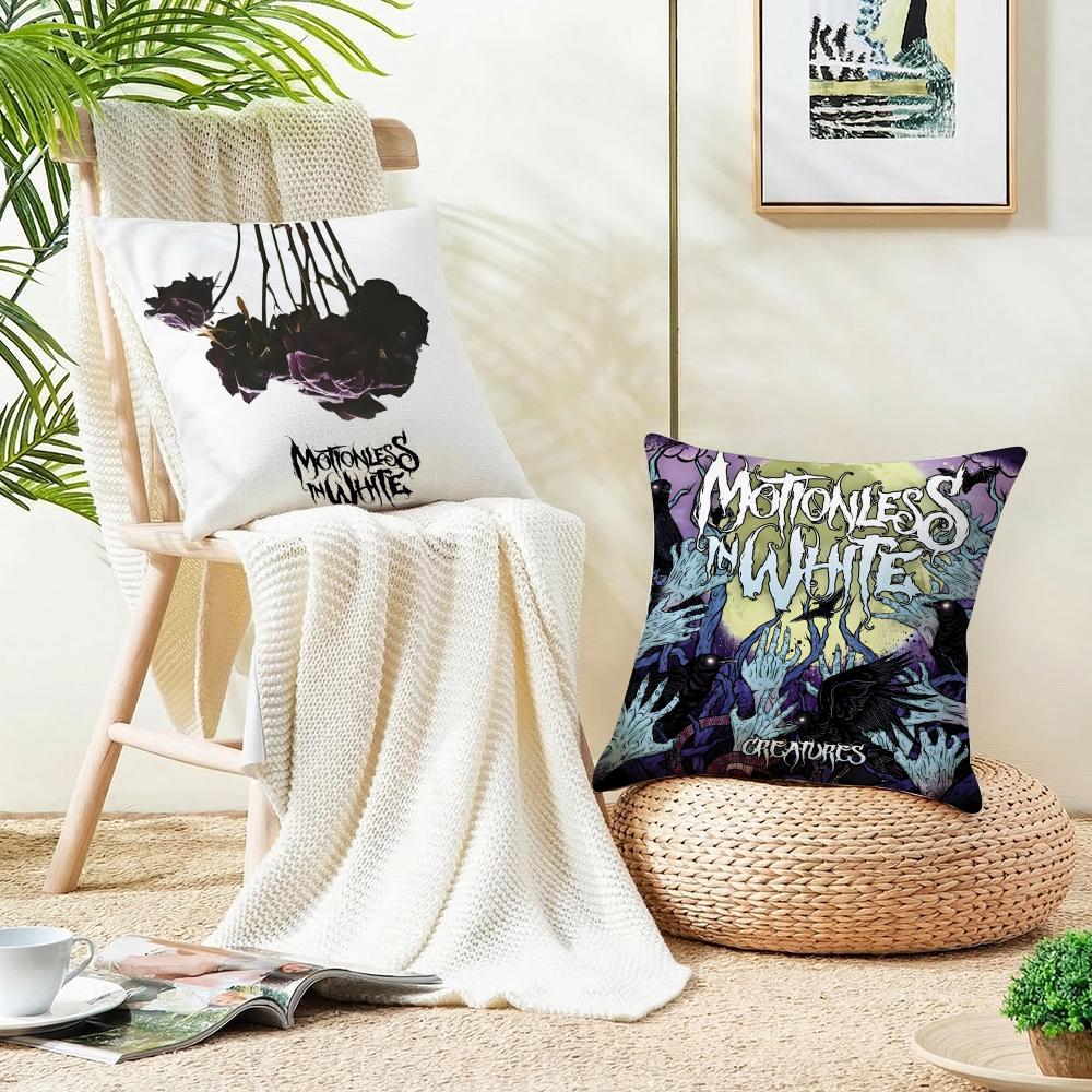 Gothic MMotionless In WhiteS Cushion Cover Breathable and skinfriendly linen pillowcase square removable and washable cushion