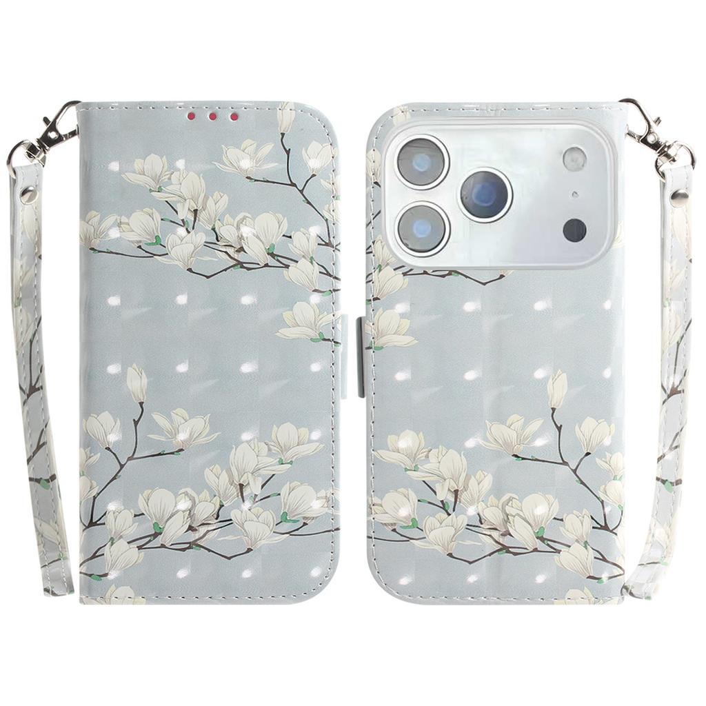 Для iPhone 17 Pro Чехол с принтом, кожаный кошелек, чехол для телефона с ремешком на запястье