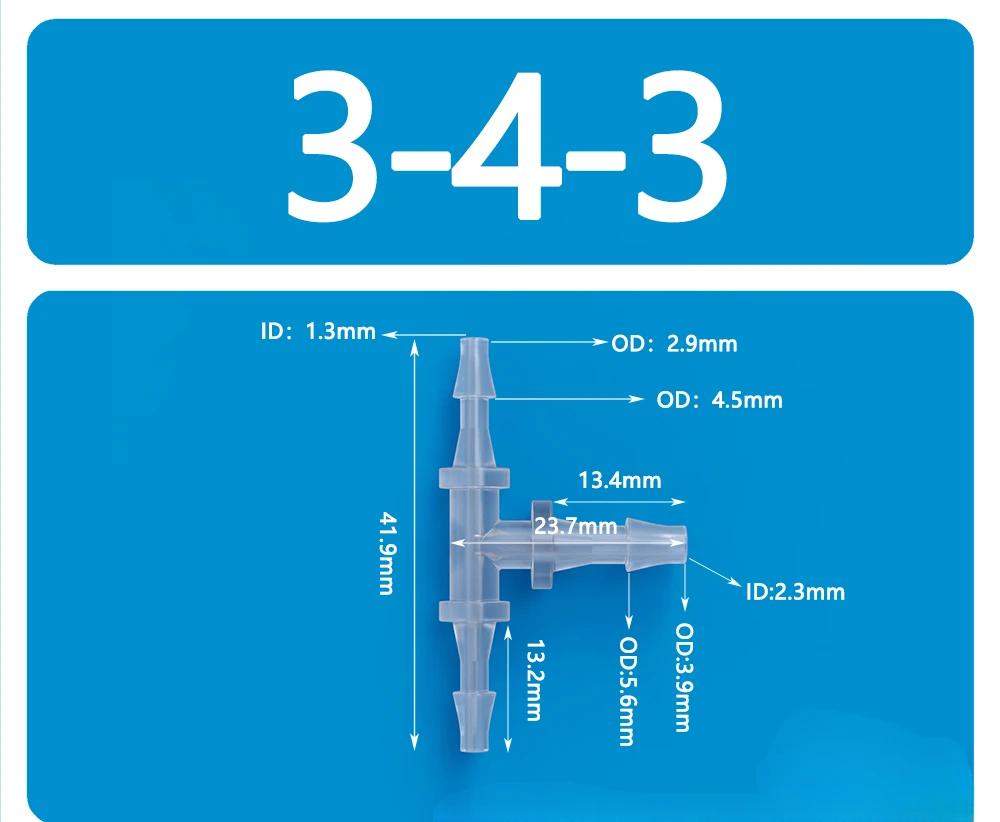 Пластиковый тройник равного диаметра OD 1,6 мм - 20 мм, Т-образный соединитель, бочарный тройник-переходник, тройник для шланга, соединитель для шланга, различные спецификации