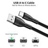 Câble USB-C Charge Rapide 3A pour Samsung Galaxy A16 A15 A05s A25 A35 A55 A56 - Nylon Tressé 1M Noir Lot de 3