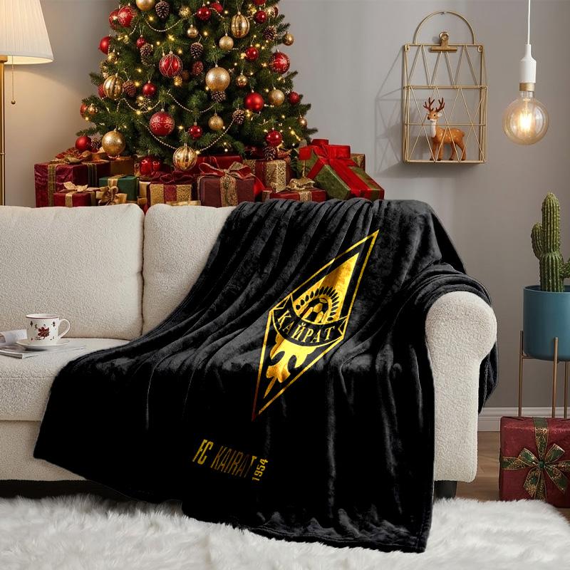 Kairat Golden Emblem Design Throws Blanket Flannel Blankets Plush for Couch Bed Gifts for Men Women Travel picnic blanket Christmas fan gifts
