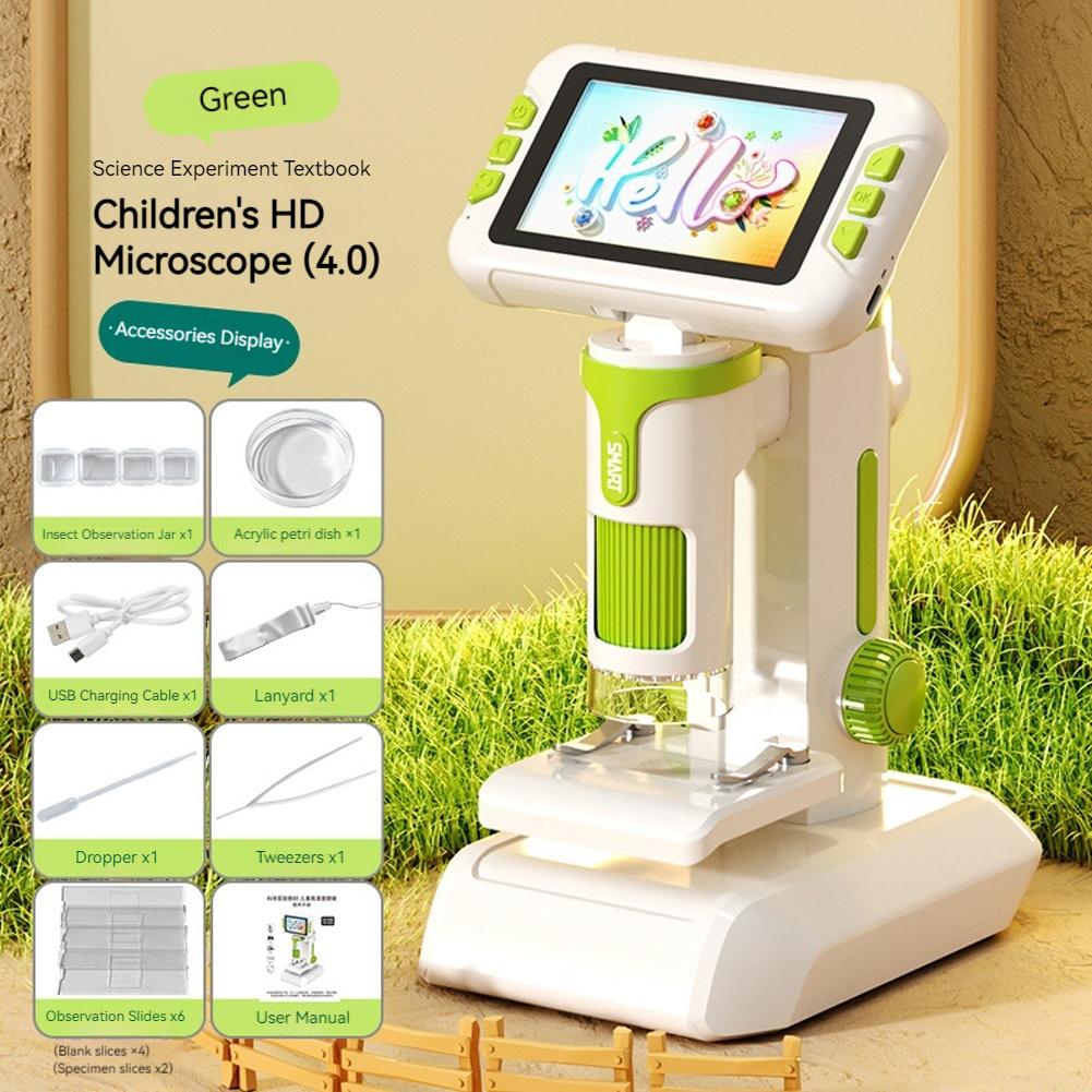 Digital Microscope Adjust HD Color Screen 4/2inches 100-1600X Ultra-Precise Quick Focus Handheld Magnifying Glass for Scientific