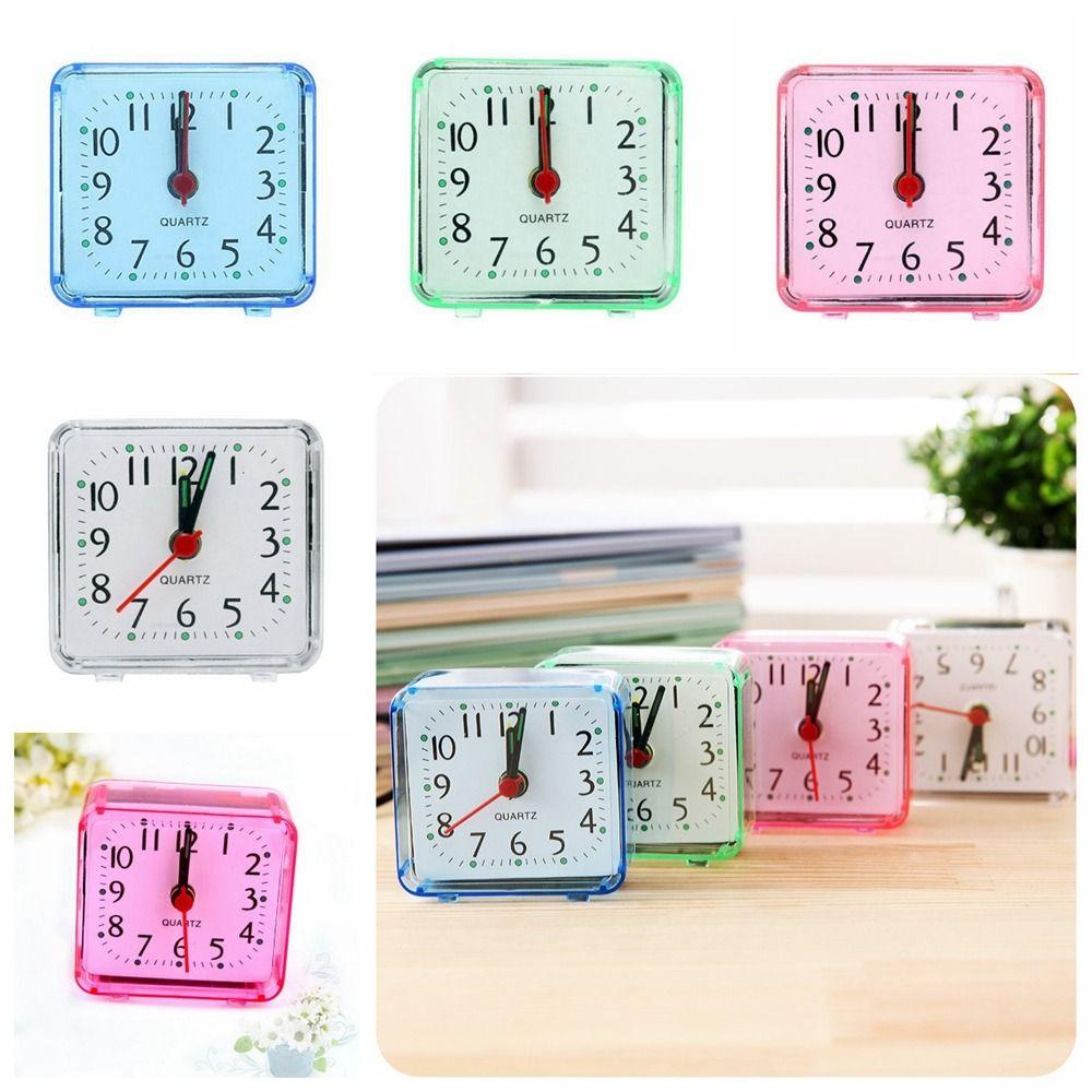 Candy Color Square Alarm Clock Mute Mini Table Clock Durable Living Room
