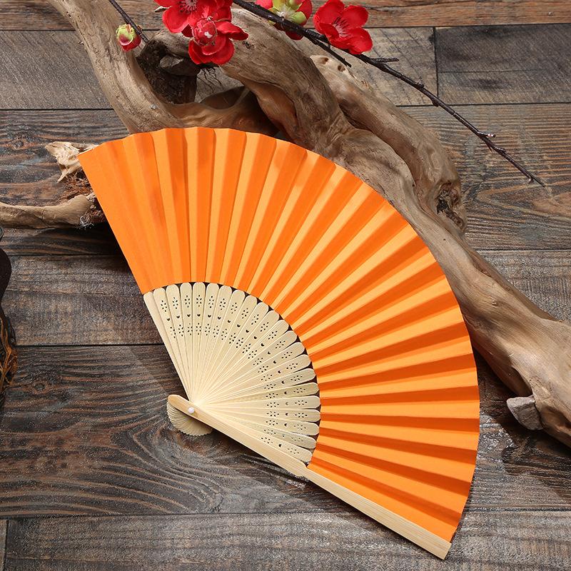 Hand Held Fans White Silk Bamboo Folding Fans Handheld Folded Fan for Wedding, Party, DIY Decoration