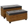 VidaXL Set of 2 Water Hyacinth Bench Set, Storage Bench, Living Room Furniture, Entryway Bedroom Bench 246108