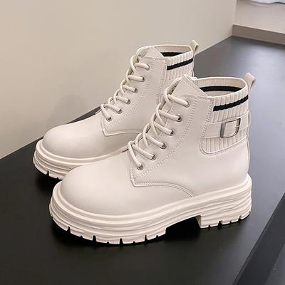 Ботинки Martin женские ботинки 2025 осень и зима толстый каблук новый средний каблук короткие ботинки женские европейские и американские с круглым носком короткие трубы