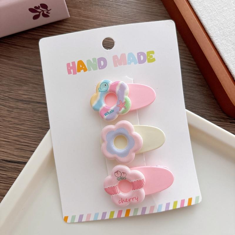 3 шт./набор Корейские заколки для волос Нескользящие Детские цветочные заколки-автоматы для детской челки Аксессуары для волос