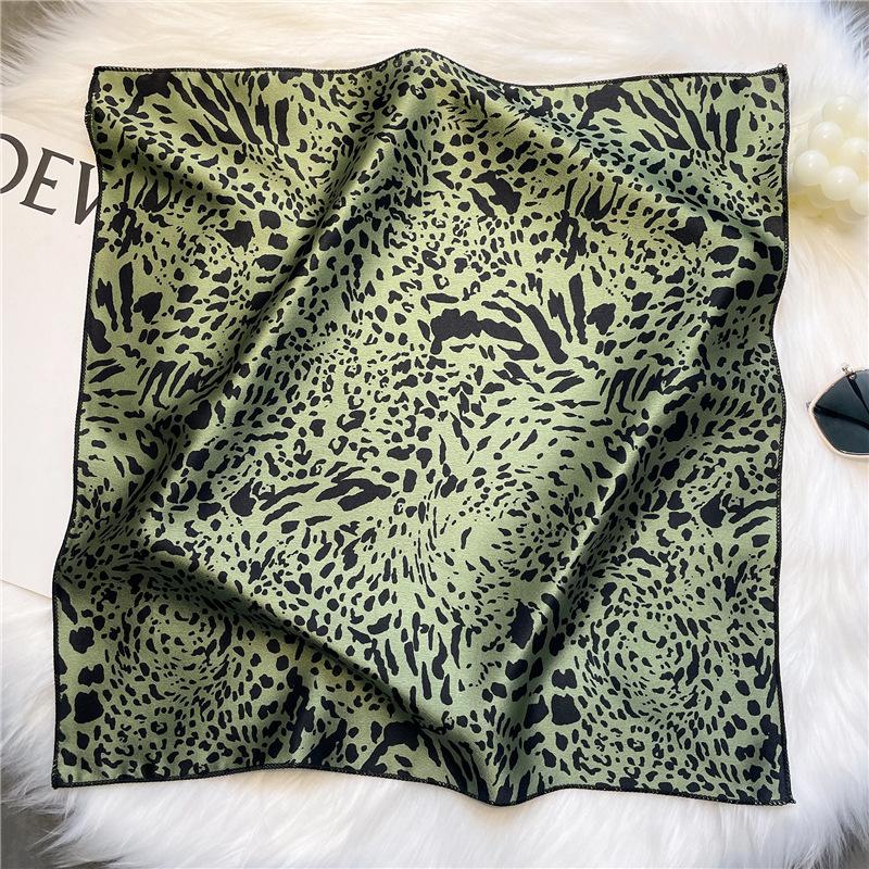50*50 см Леопардовый принт Повседневный шейный платок из шелковистой ткани Шарф для волос для женщин Многофункциональные квадратные головные платки Украшение для шеи