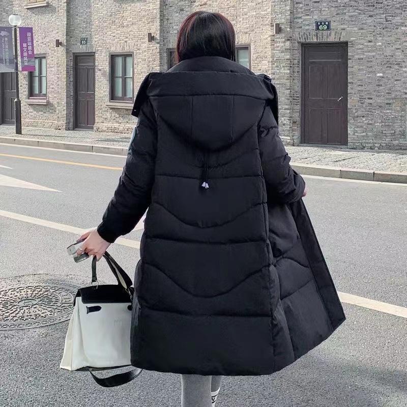 Зимняя женская куртка средней длины из плотного хлопка и пальто с капюшоном в стиле пэчворк