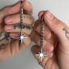 1pair Rock Punk Eight Pointed Star Chain Tassel Earrings Unisex Gothic Puncture North Polar Star Celestial Earrings Eight Awn Star