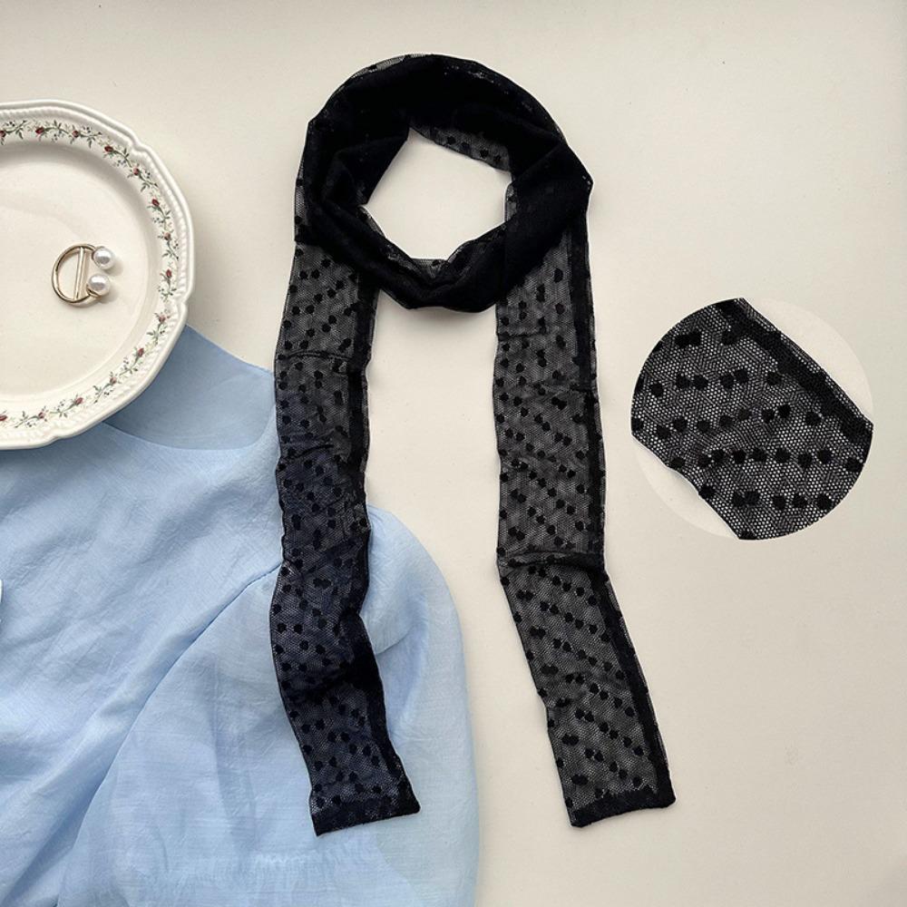 White Black Lace Long Scarf French Style Long Ribbon Trendy Neck Strap Women