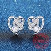 Sweet Shiny White CZ Heart Pierced Earrings for Girls  Sterling Silver Cute Pet Paw Prints Jewelry Daily Party Jewelry