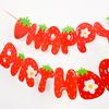 Strawberry Happy Birthday Paper Banner Strawberry Theme Birthday Party Decoration Paper Cups Cake Banner Party Supplies