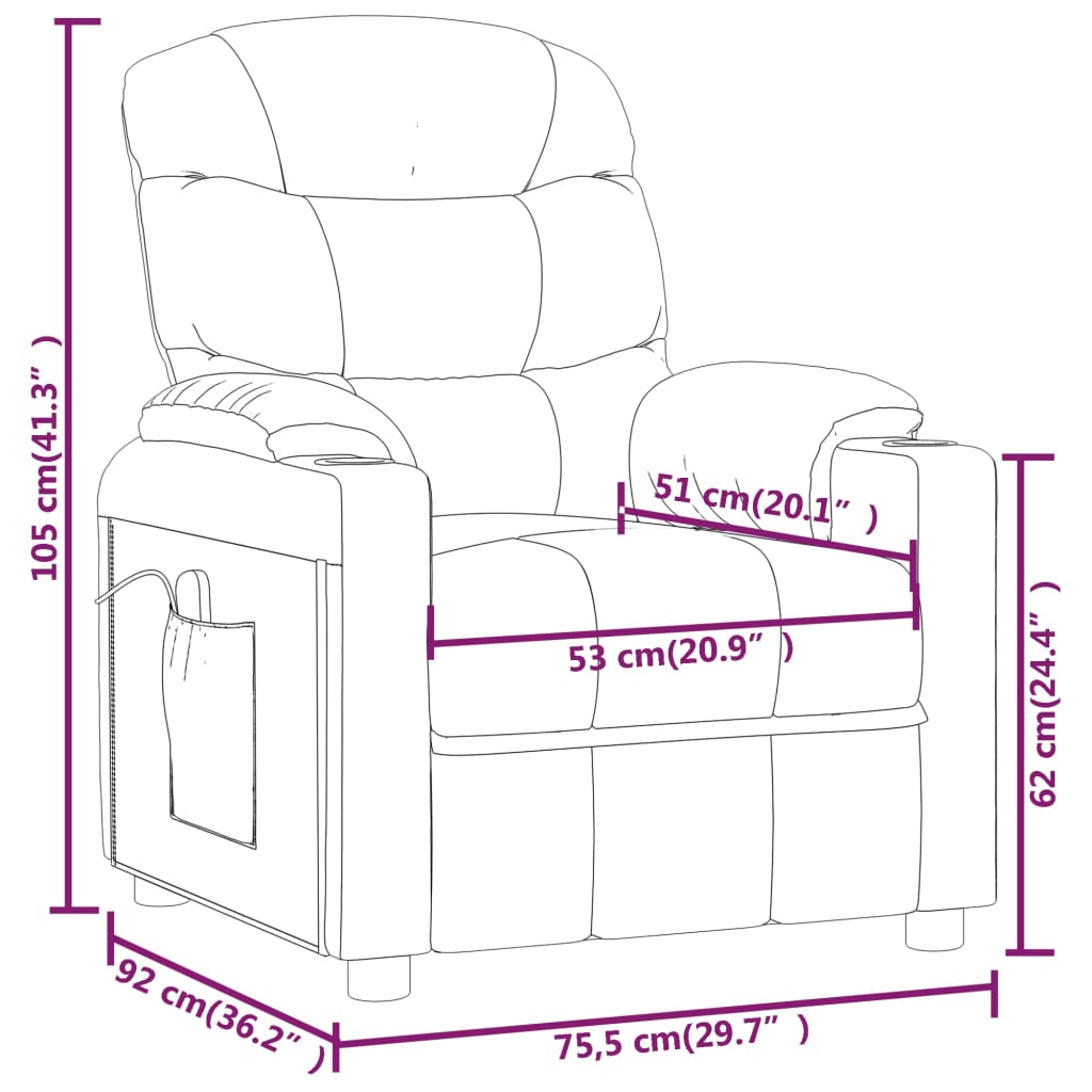 Massage Chair Burgundy Fabric