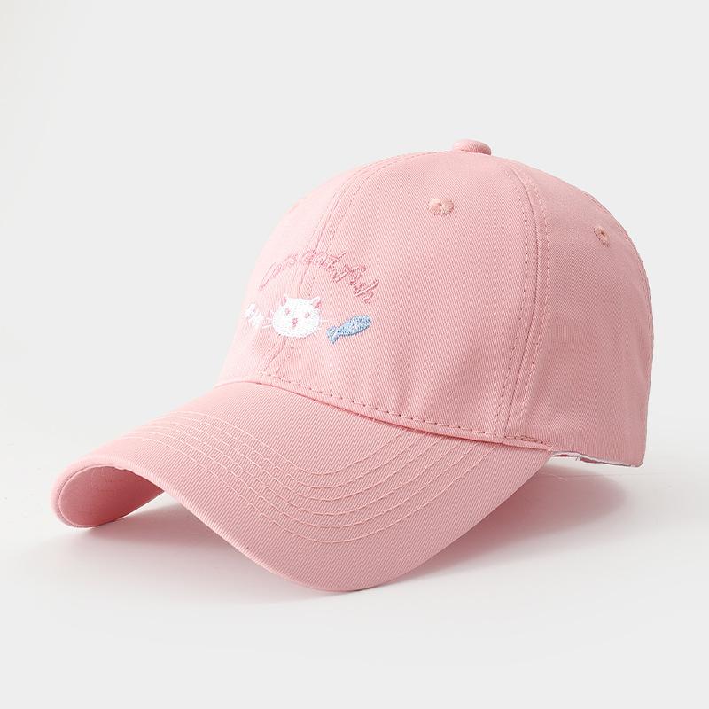 Sweet cute kitten embroidered hat women's fashion dopamine baseball cap face small shade cap