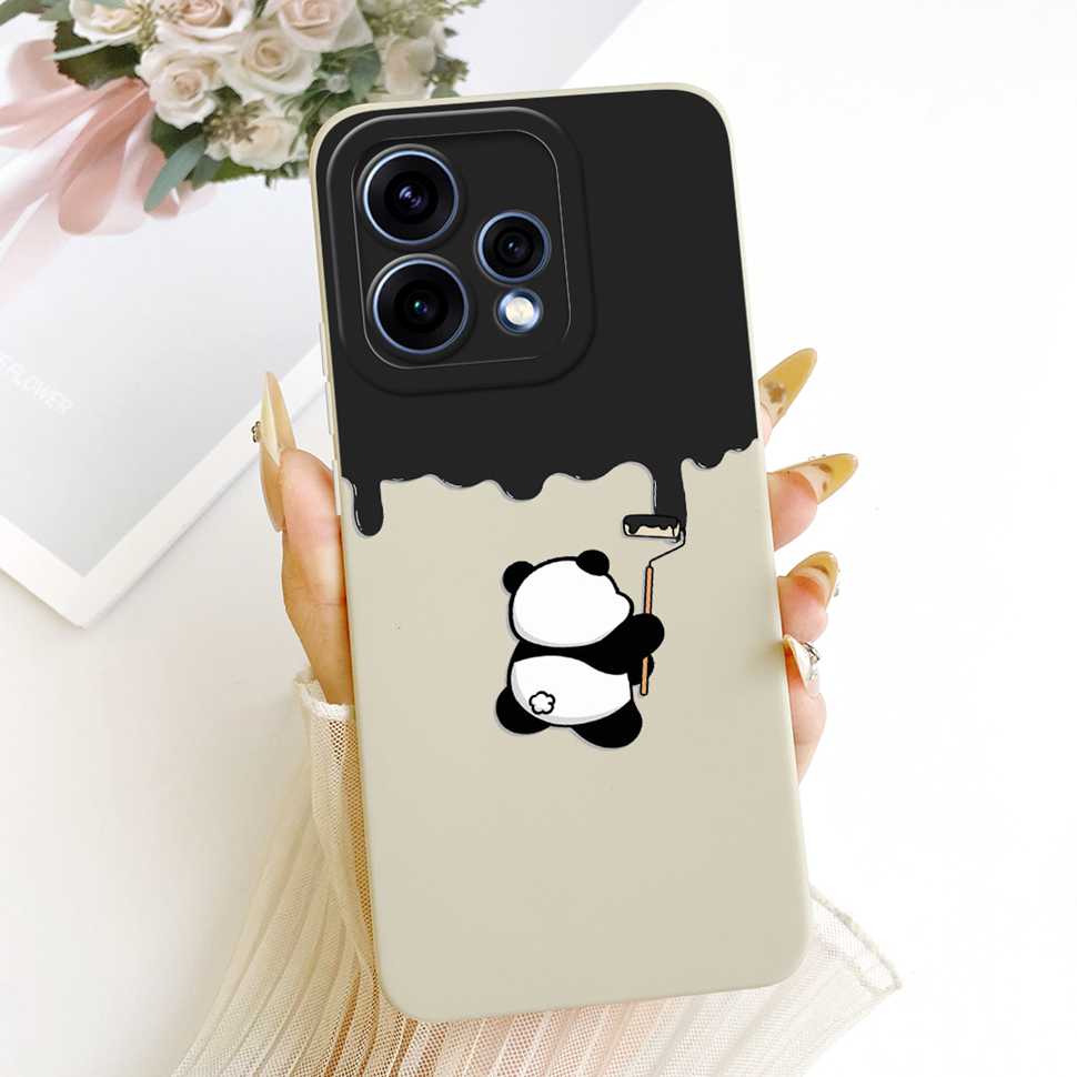 Чехол для Oppo Reno15 5G CPH2825 Силиконовая задняя крышка для Oppo Reno 15C Reno15c 5G Милый мультяшный чехол для телефона с пандой Ударопрочный