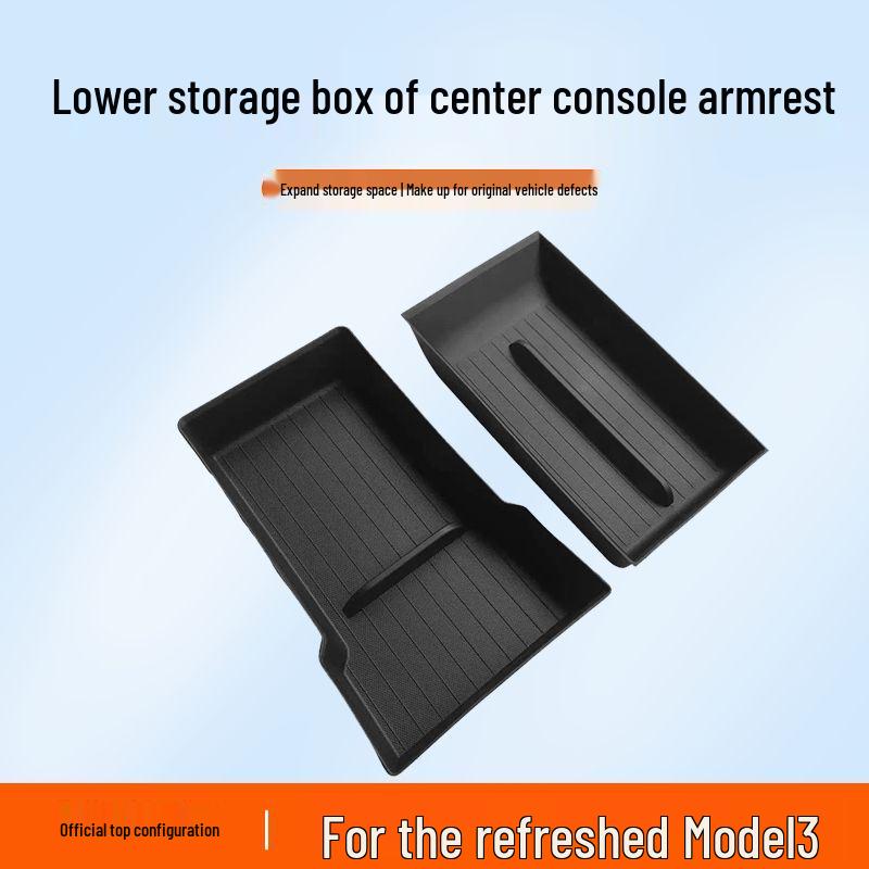 Center Console Storage Box for Tesla Model Y/3, 2025 Update, with Push-Pull Design
