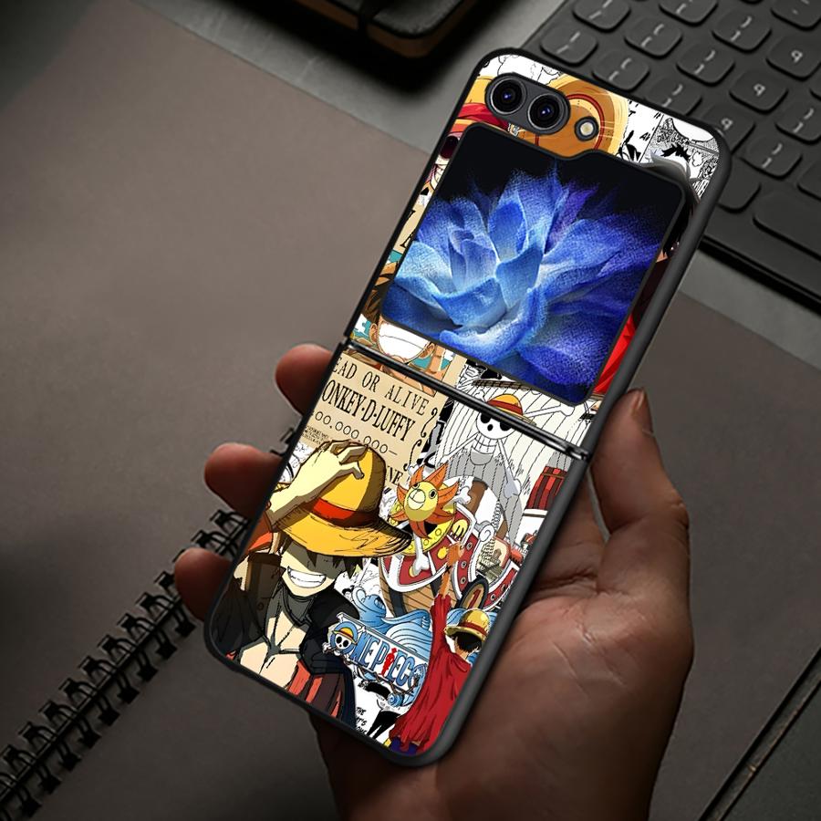 Hard Phone Cover Case for Samsung Galaxy ZFlip5 Z Flip 7 6 5 4 3 ZFlip6 ZFlip3 ZFlip4 ZFlip7 FE One Piece Captain Luffy